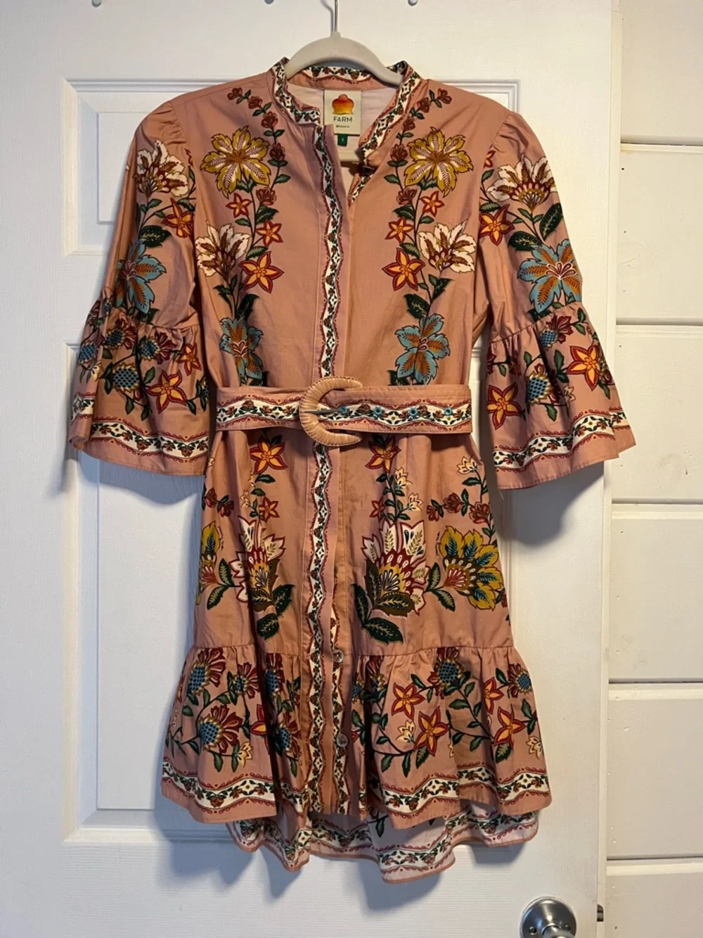 FARM RIO Pink Garden Delight Belted Mini Dress (size small - NWOT) - Picture 3 of 14